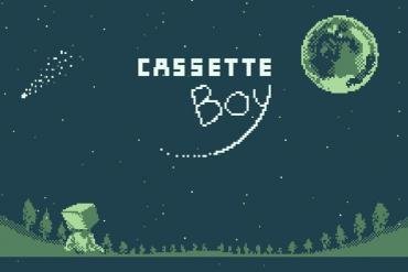 Il protagonista di Cassette Boy in un livello monocromatico in pixel art su schermo Nintendo Switch.