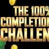 Logo The 100% Completionist Challenge con mario che esce dal tubo circondato da lune e monete.