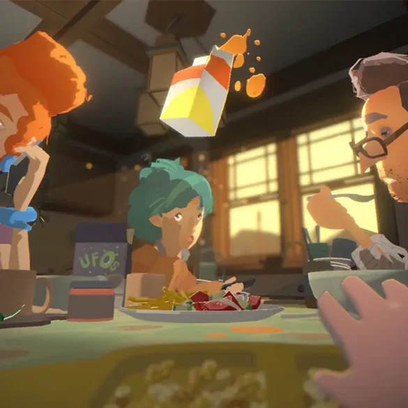 Un primo piano del bambino Isaac mentre usa i suoi poteri psichici in Goodnight Universe su Nintendo Switch 2.