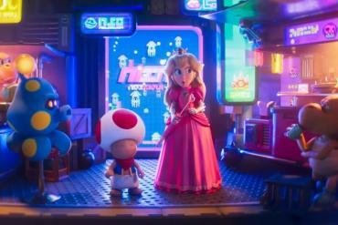 Schermata del video YouTube del trailer concept "The Super Mario Galaxy Movie - Level Up" con peach e capitan toad